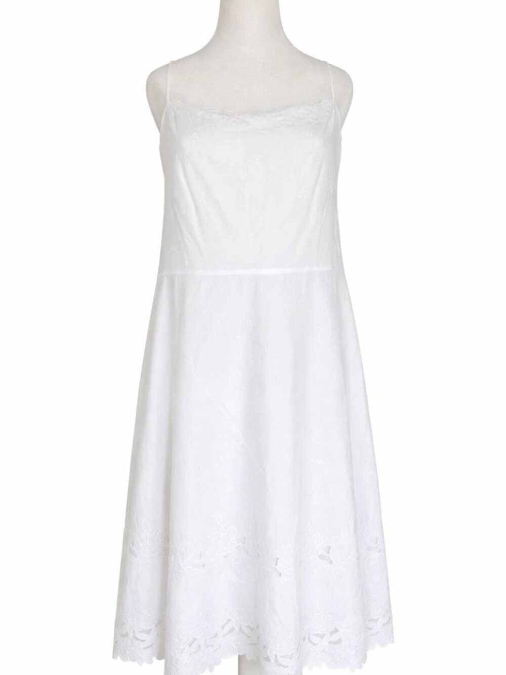 Ann Taylor Size 16 White Cotton Eyelet Dress Sleeveless Summer Boho Cottagecore